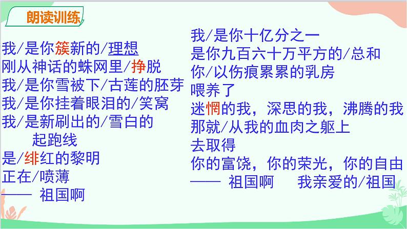 统编版语文九年级下册 1.祖国啊，我亲爱的祖国课件08