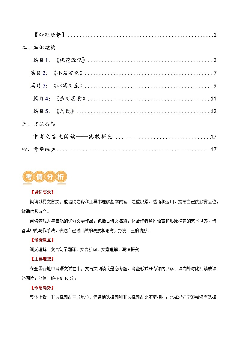 第18讲+八下课标文言文复习（讲义）-2024年中考语文一轮复习课件+讲义+练习（全国通用）02