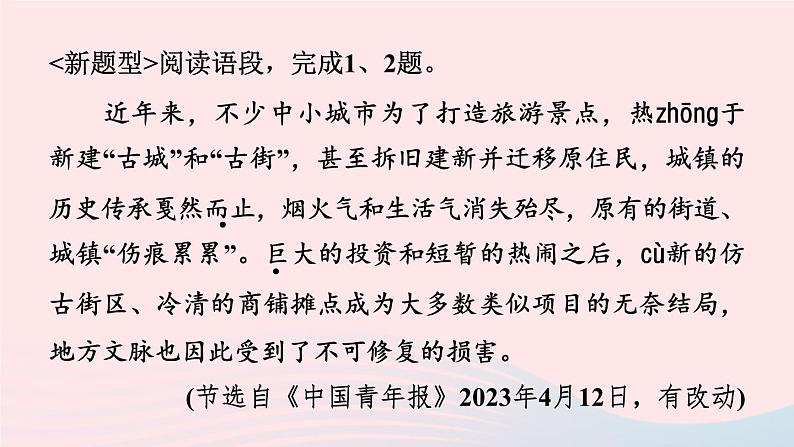 陕西专版2024春九年级语文下册第一单元1祖国啊我亲爱的祖国作业课件新人教部编版第5页