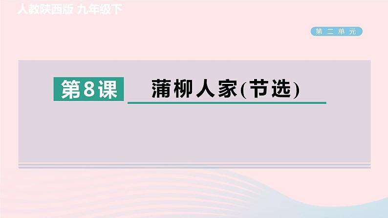 陕西专版2024春九年级语文下册第二单元8蒲柳人家节选作业课件新人教部编版第1页