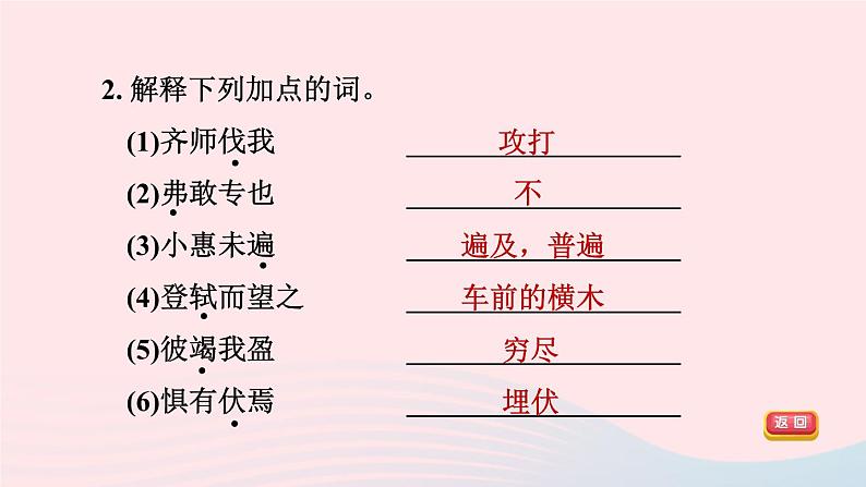 陕西专版2024春九年级语文下册第六单元20曹刿论战作业课件新人教部编版第5页