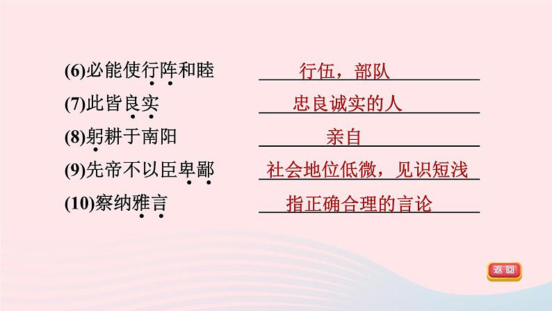 陕西专版2024春九年级语文下册第六单元23出师表作业课件新人教部编版第6页