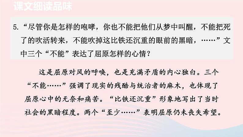 2024春九年级语文下册第5单元17屈原节选第2课时教学课件（部编版）06