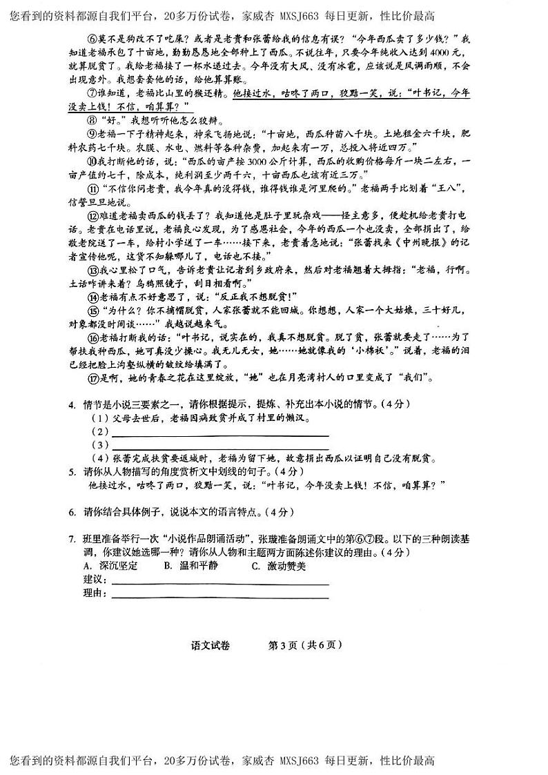 31，2024年河南省驻马店市泌阳县中考一模语文试题03
