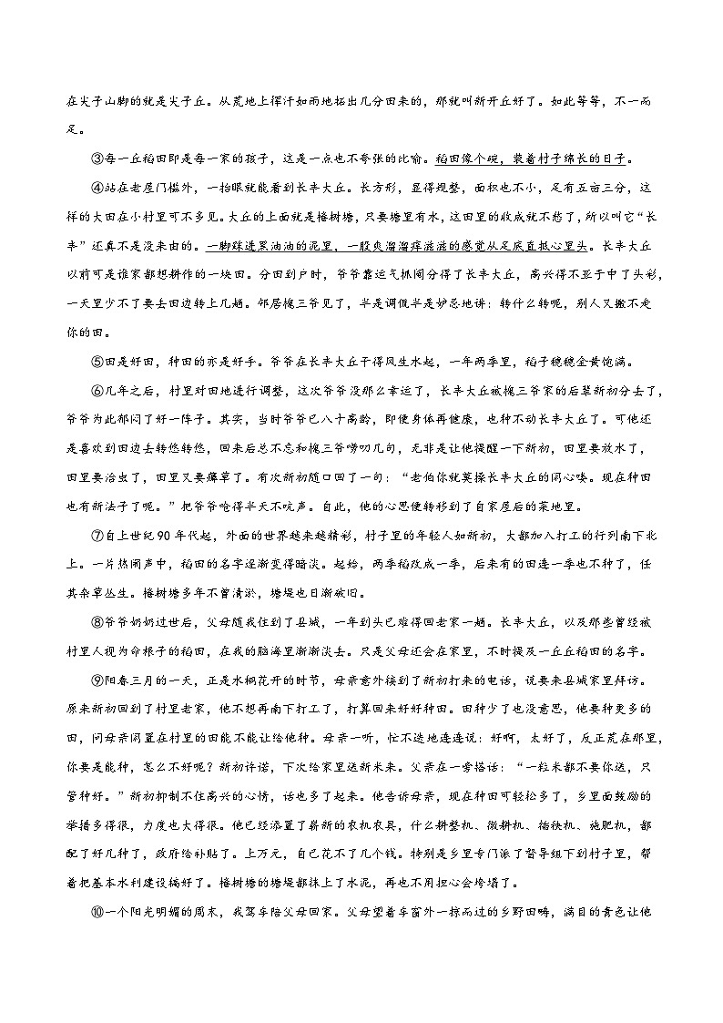 第08讲：把握文章线索（练习）-2024年中考语文记叙文阅读讲与练（全国通用）原卷版第3页