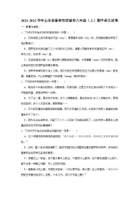 2021-2022学年山东省泰安市肥城市八年级（上）期中语文试卷