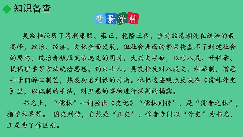九年级语文下册名著导读《儒林外史》同课异构教学（课件）第3页
