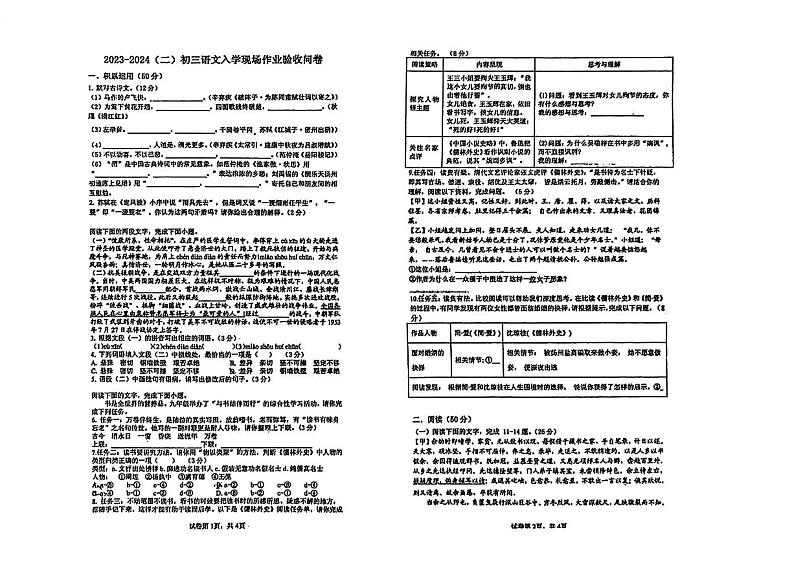 24，广东省汕头市部分学校2023-2024学年九年级下学期开学考试语文试题01
