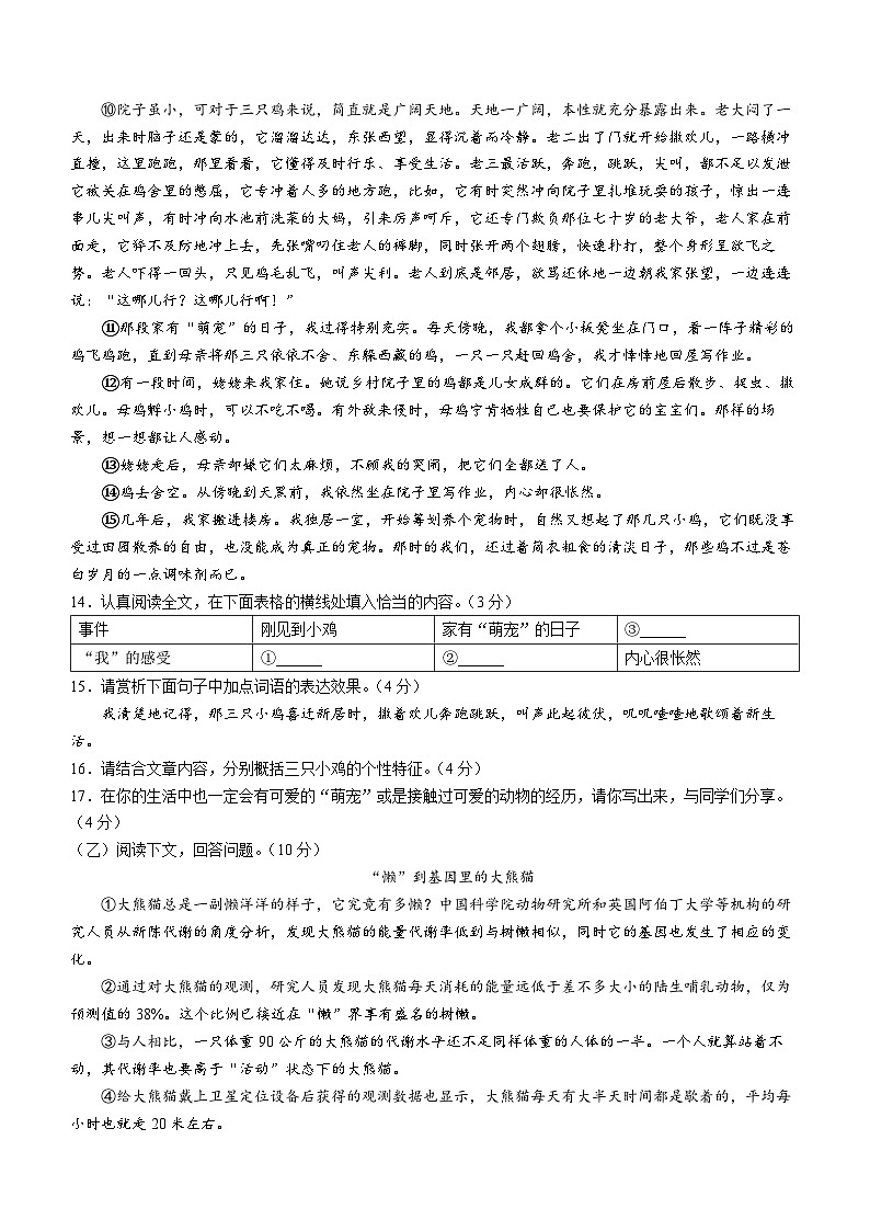 35，吉林省名校调研2023-2024学年八年级上学期期中语文试题第3页