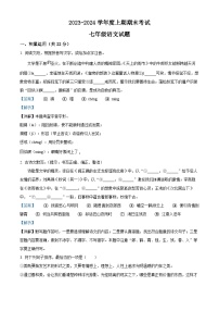 100，河南省周口市扶沟县2023-2024学年七年级上学期期末语文试题