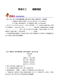 考点十二 诗歌阅读（好题冲关·模拟集训）-备战2024年中考语文一轮复习讲练测（全国通用）
