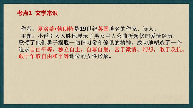 12 九下名著《简·爱》考点梳理（文学常识+主要人物+选择题+精段阅读+读后感）2024年中考语文课件PPT第2页