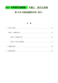 第24讲 标题的理解及作用（练习）2024年中考语文讲练测（解析版）