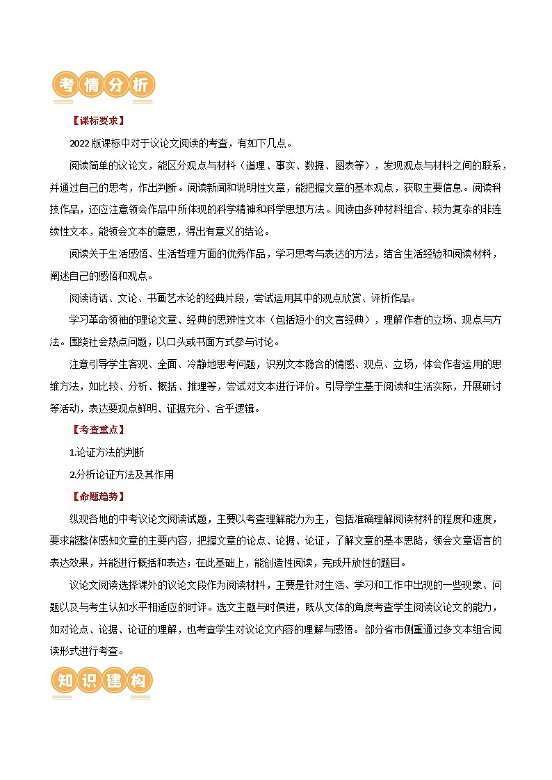 第30讲 论证方法及其作用（讲义）2024年中考语文讲练测（解析版）02