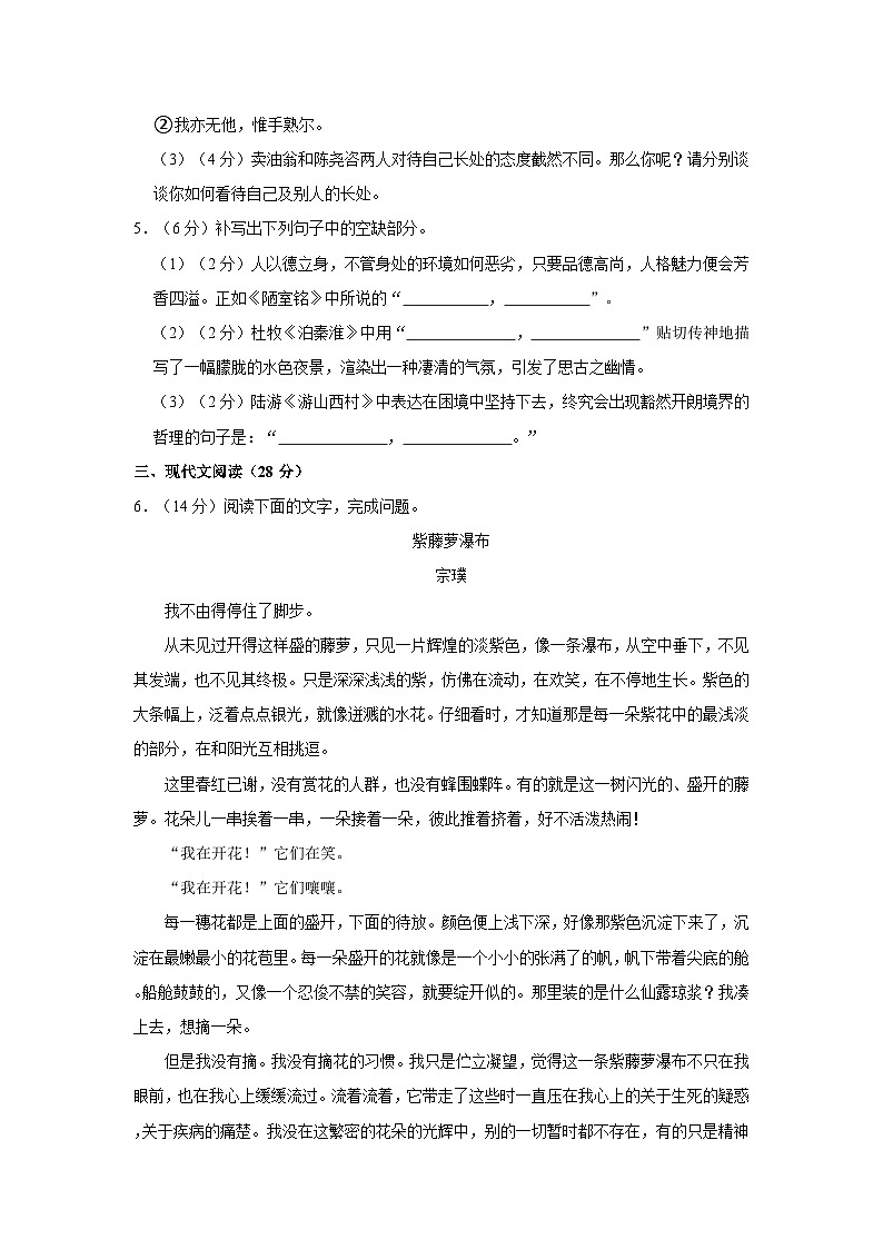 2022-2023学年河南省洛阳市老城区七年级（下）期末语文试卷03