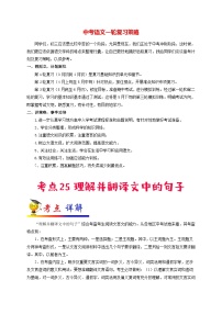 最新中考语文考点一遍过讲义 考点25 理解并翻译文中的句子