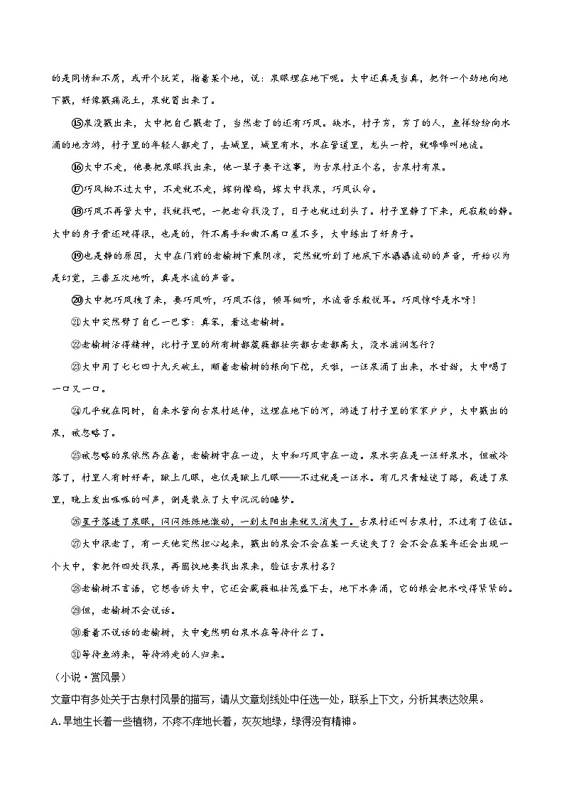 中考语文考点一遍过 考点39 小说阅读之分析环境描写及其作用（教师版）第3页