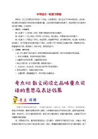 最新中考语文考点一遍过讲义 考点40 散文阅读之品味重点词语的意思及表达效果