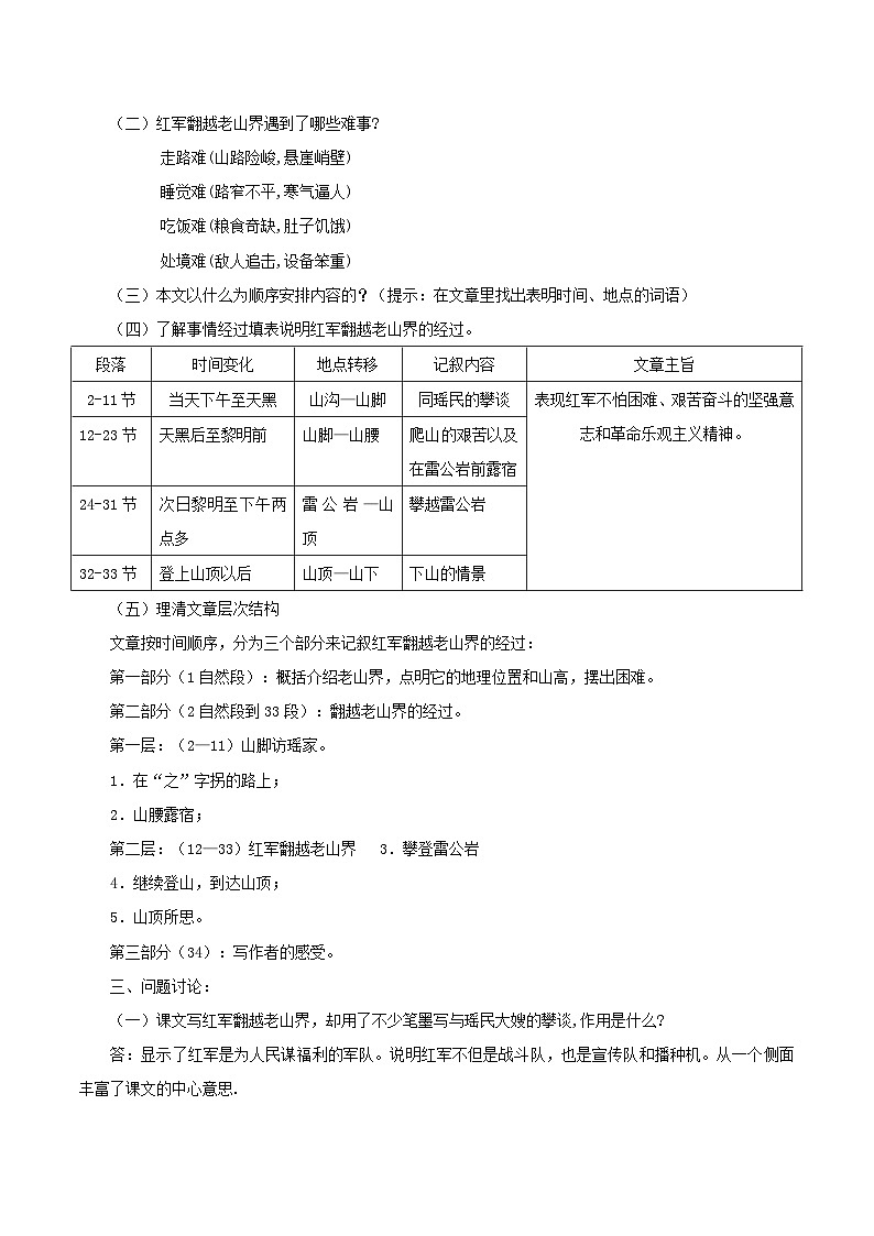 【核心素养】部编版语文七年级下册第6课《老山界 》 课件+教学设计+分层练习02