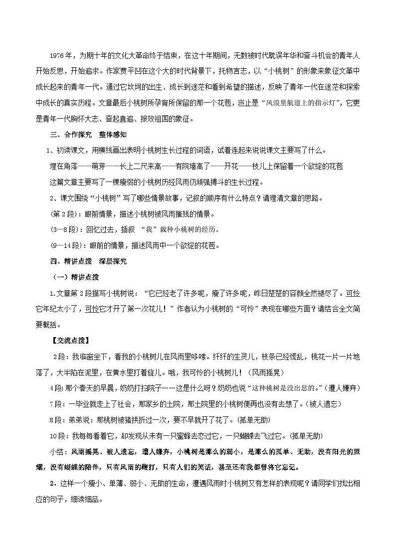 【核心素养】部编版语文七下第19课《一颗小桃树》课件+教学设计+分层练习02