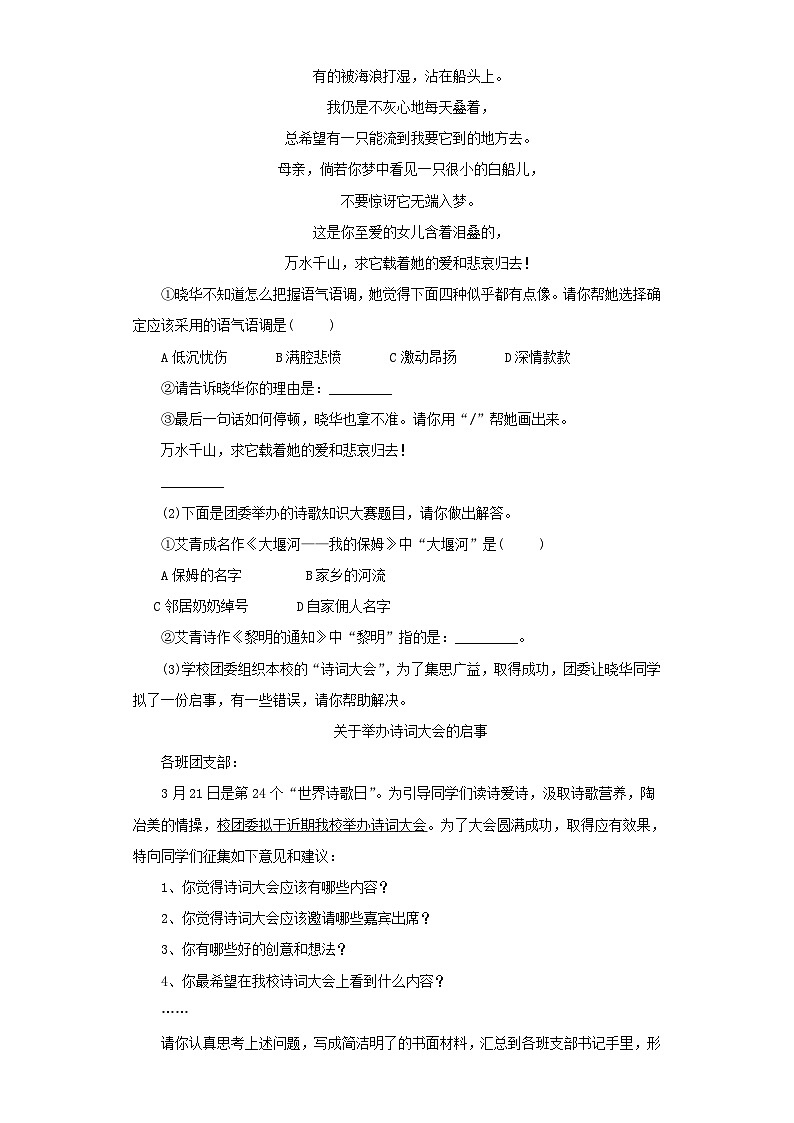 2024年中考语文一模试题分类汇编（全国通用）05 综合性学习第3页