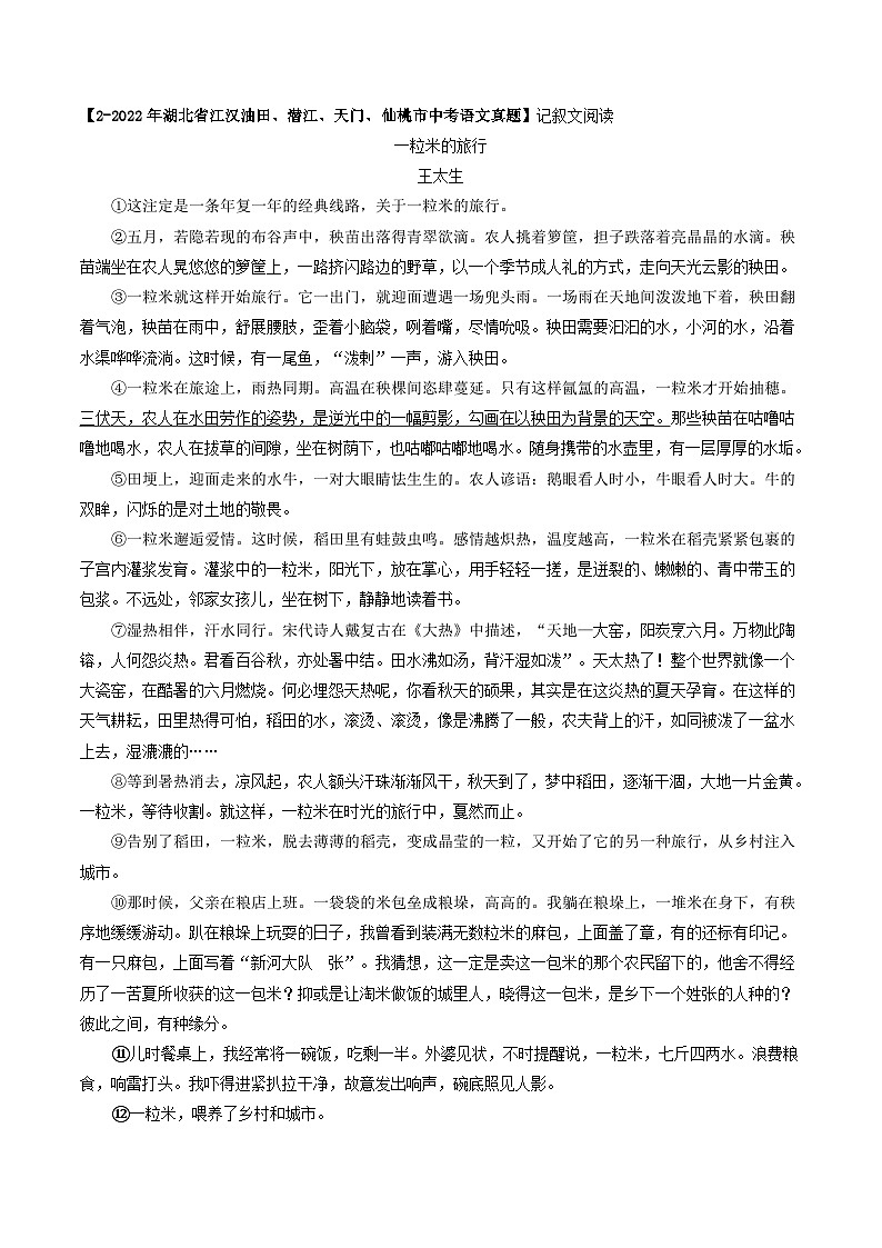 2024年中考语文考前抓大分技法之散文阅读专题04散文词语赏析及表达效果(原卷版+解析)第3页