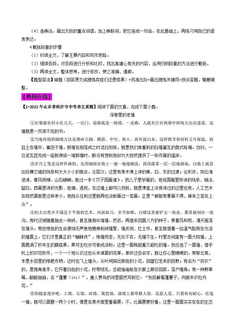 2024年中考语文考前抓大分技法之散文阅读专题09散文阅读筛选整合信息、归纳要点、总结特点、概括原因(原卷版+解析)第2页