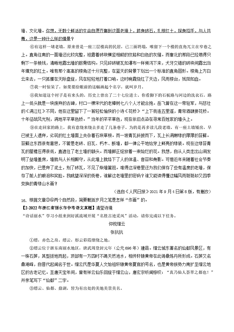 2024年中考语文考前抓大分技法之散文阅读专题09散文阅读筛选整合信息、归纳要点、总结特点、概括原因(原卷版+解析)第3页