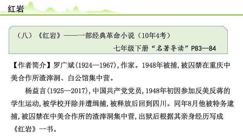 （八）《红岩》课件---2024年中考语文常考名著复习04