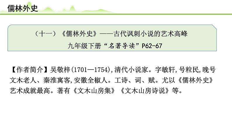 （十一）《儒林外史》课件---2024年中考语文常考名著复习第1页