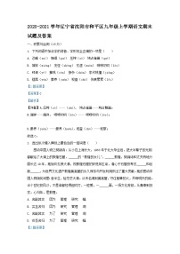 2020-2021学年辽宁省沈阳市和平区九年级上学期语文期末试题及答案