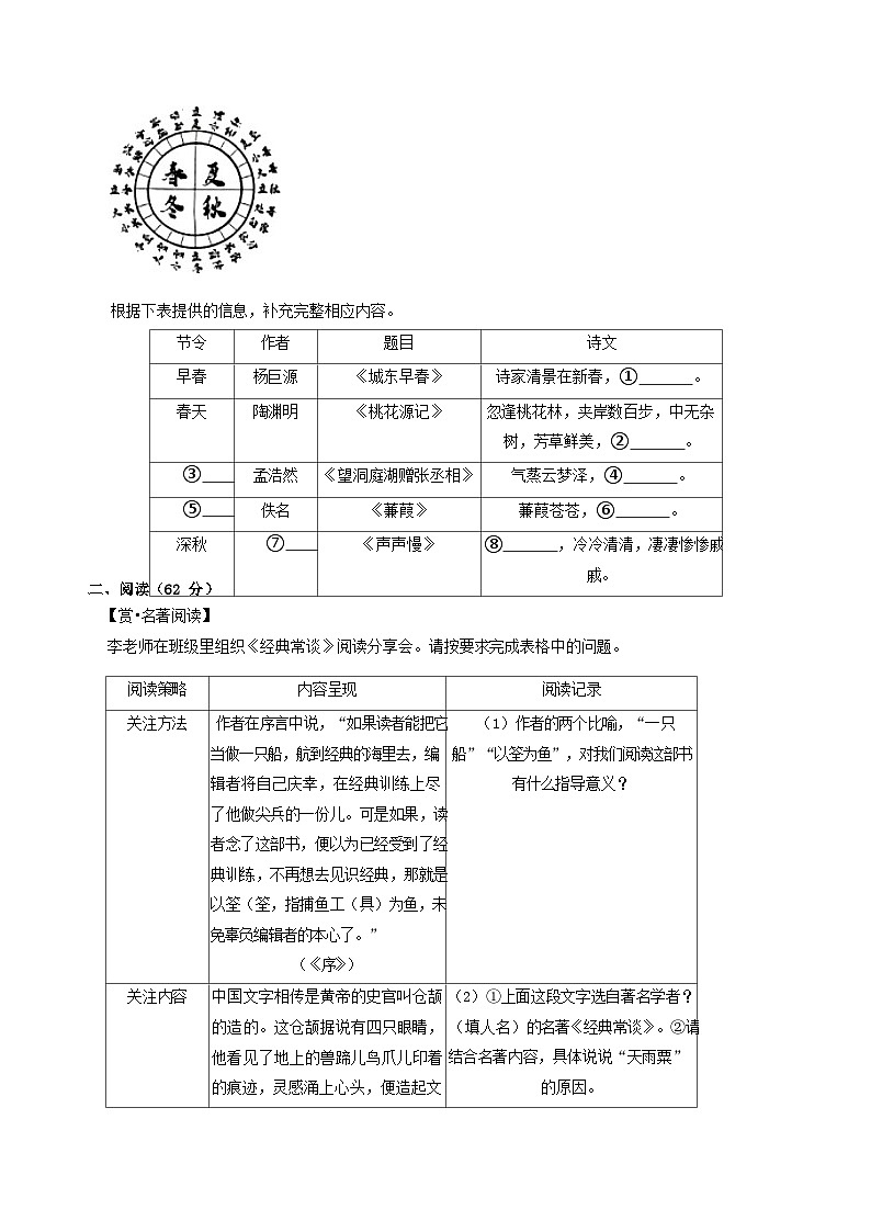 2022-2023学年山东省德州市禹城市八年级下学期期中语文试题及答案02