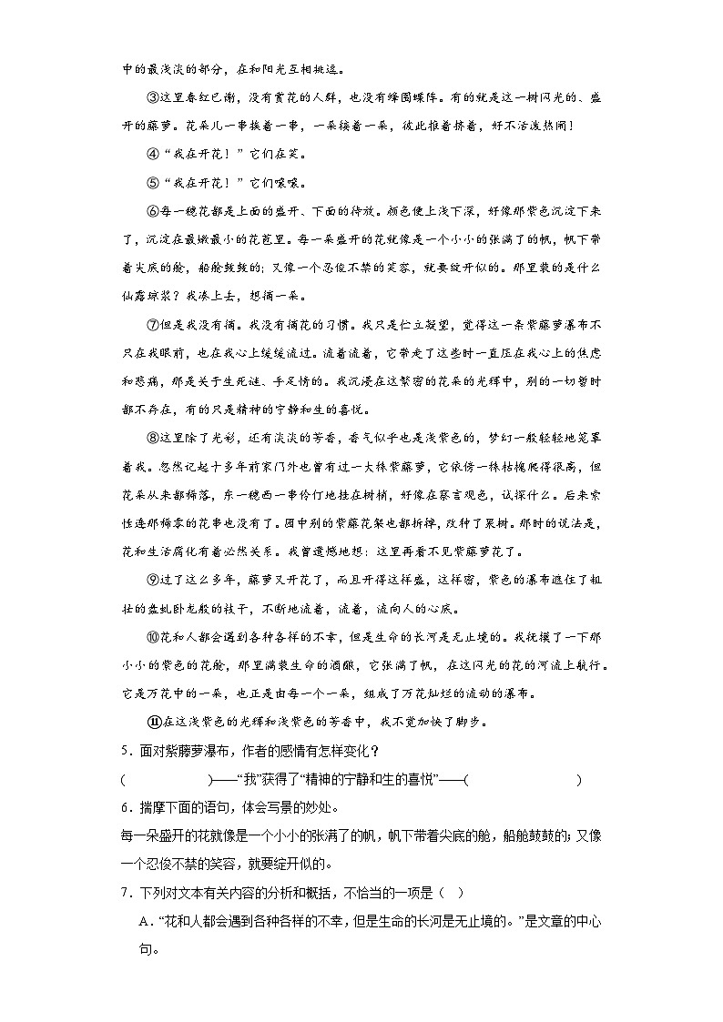 中考语文一轮复习七年级下册基础试题（三）第3页