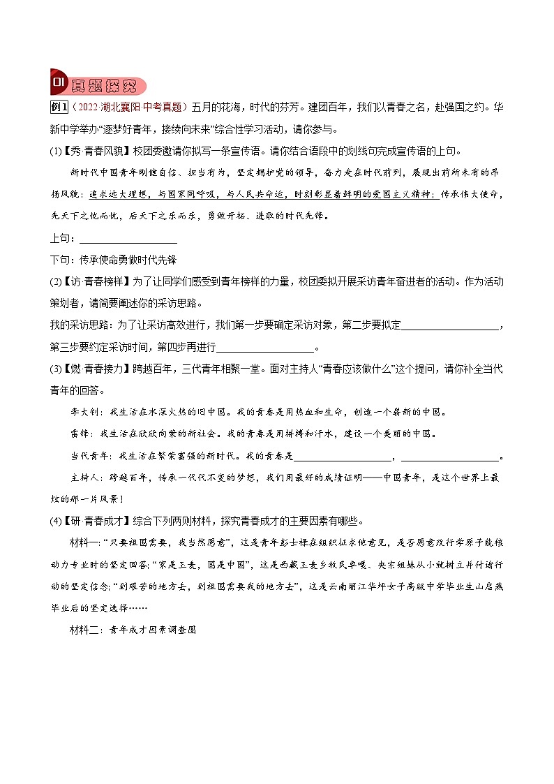 最新中考语文总复习真题探究与变式训练  专题11 信息提取与概括 （全国通用）02