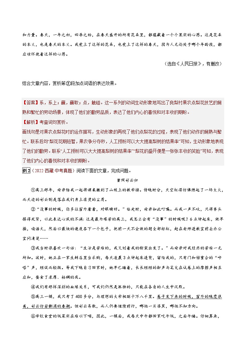 专题19 记叙文阅读之语言表达效果-2023年中考总复习真题探究与变式训练（全国通用）（原卷版）第3页
