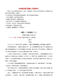 最新中考语文一轮复习讲练测  专题17 小说阅读（上）（测试）