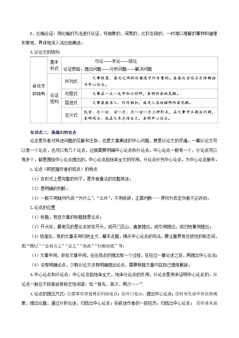 最新中考语文一轮复习讲练测  专题22  议论文阅读（讲练）03