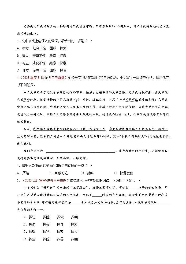 2024中考语文模拟冲刺小卷（全国通用）冲刺小卷02 词语（原卷版）第2页
