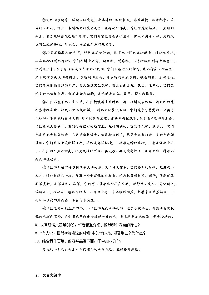 中考语文一轮复习八年级上册基础试题（三）第3页