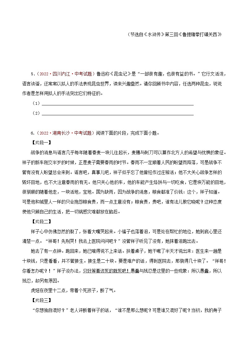 最新中考语文一轮复习讲练测  专题24  名著阅读（测试）03