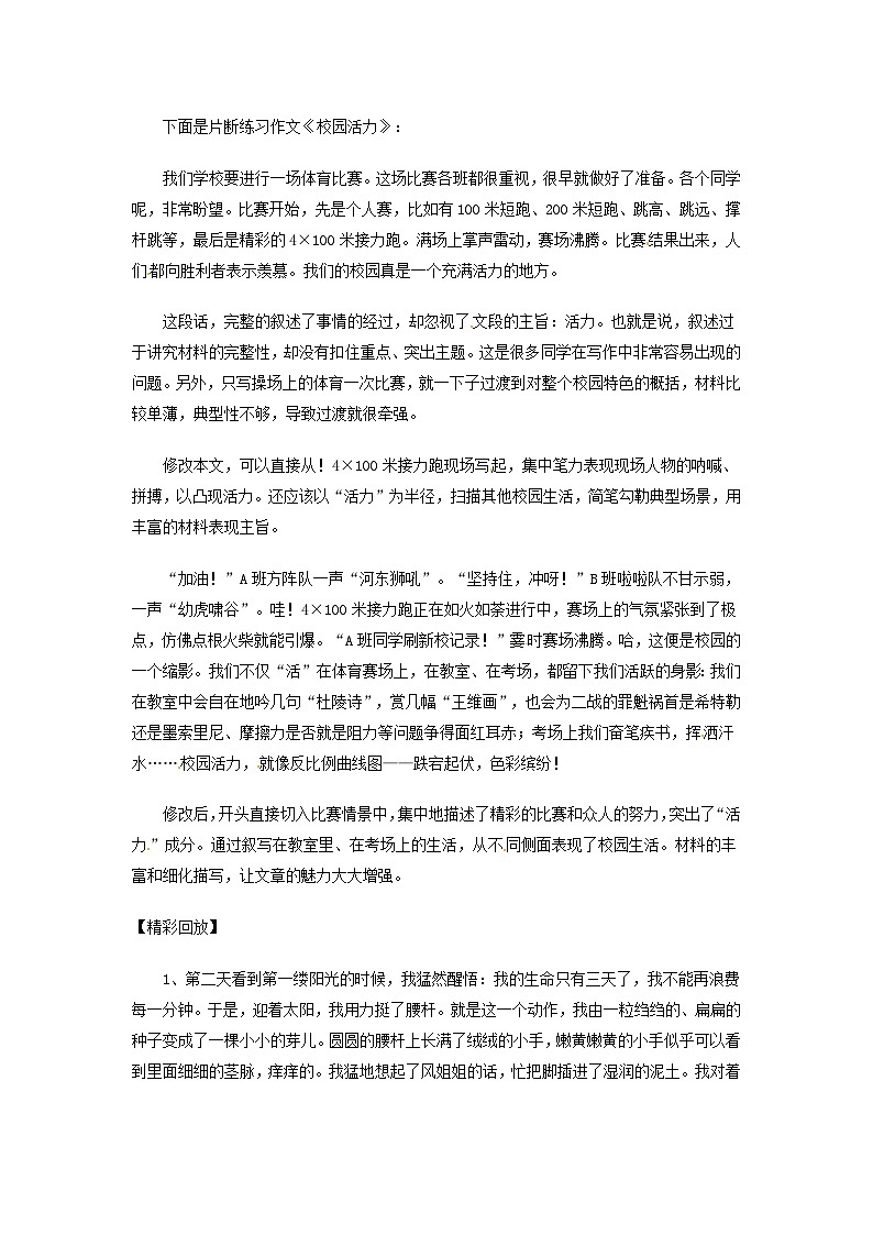 中考语文总复习 专项复习资料 作文之表达协调篇素材第2页