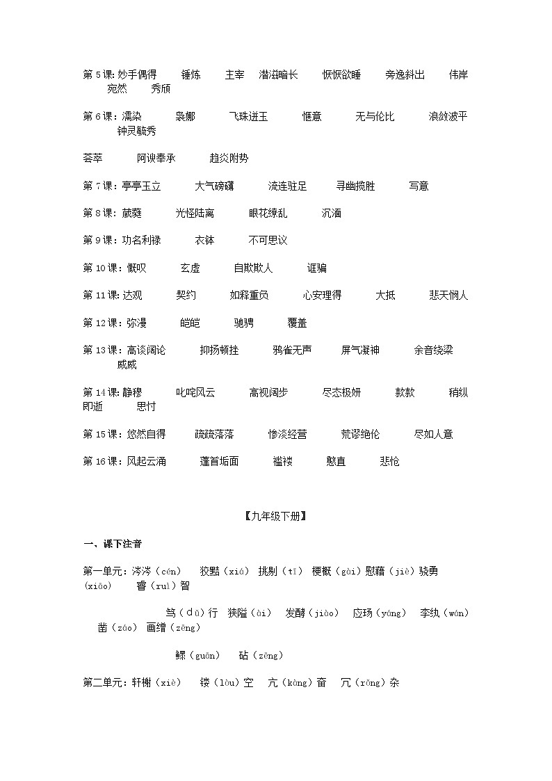 中考语文总复习 专项复习资料 字形、字音专题素材第2页