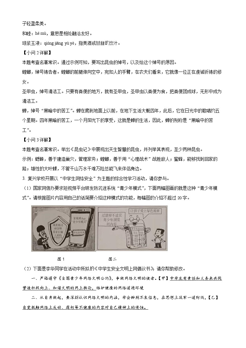 精品解析：安徽省滁州市凤阳县2023-2024学年八年级上学期期末语文试题（解析版）第3页