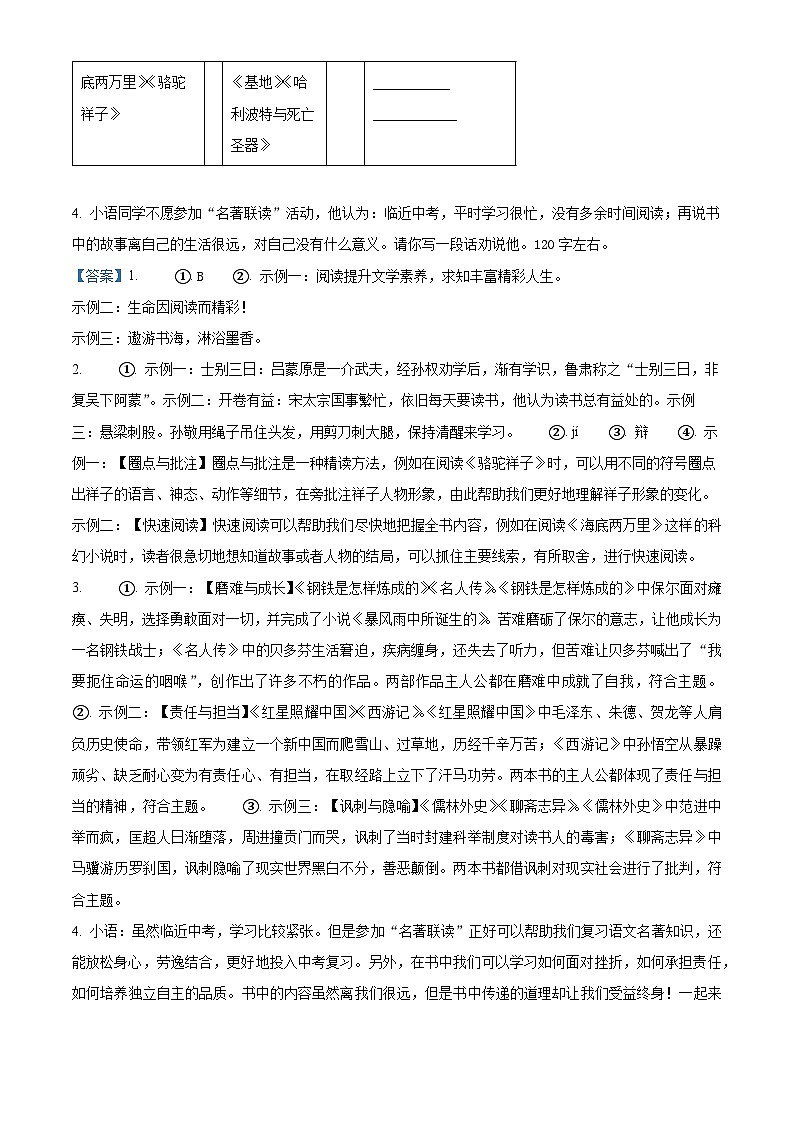 精品解析：2024年浙江省名校发展共同体中考一模拟语文试题（解析版）第3页