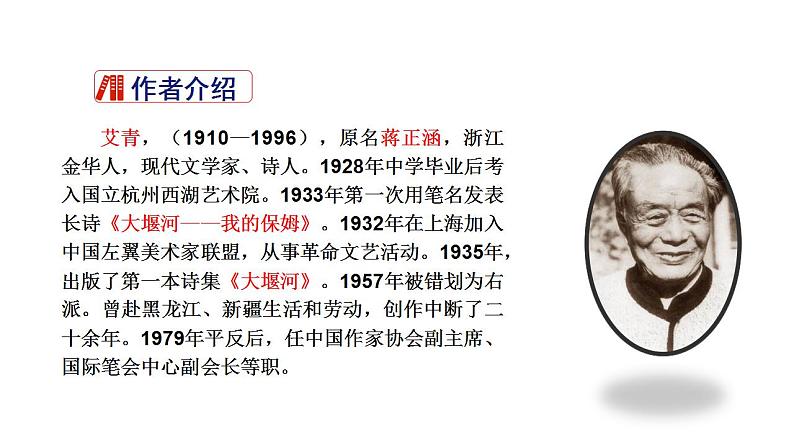 （上课课件）人教版九年级上册语文 名著导读（一）《艾青诗选》（1）04