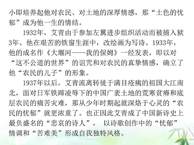 （上课课件）人教版九年级上册语文 名著导读（一）《艾青诗选》（2）04