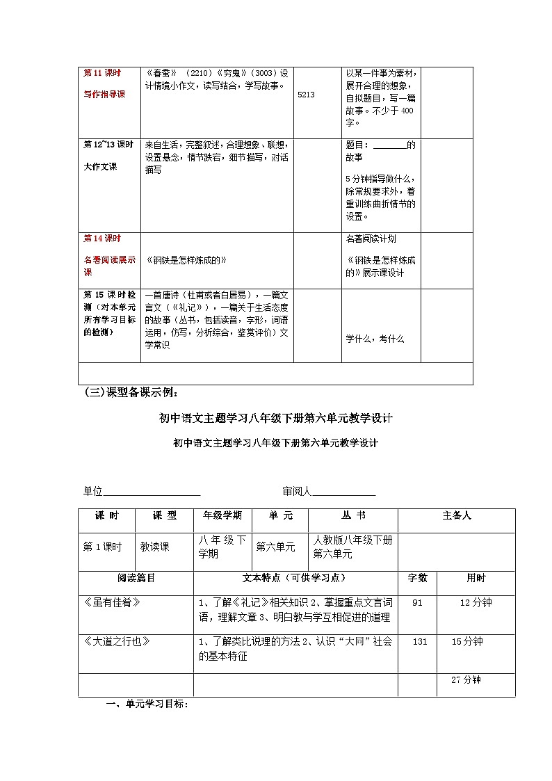 第六单元整合教学设计  部编版语文八年级下册03