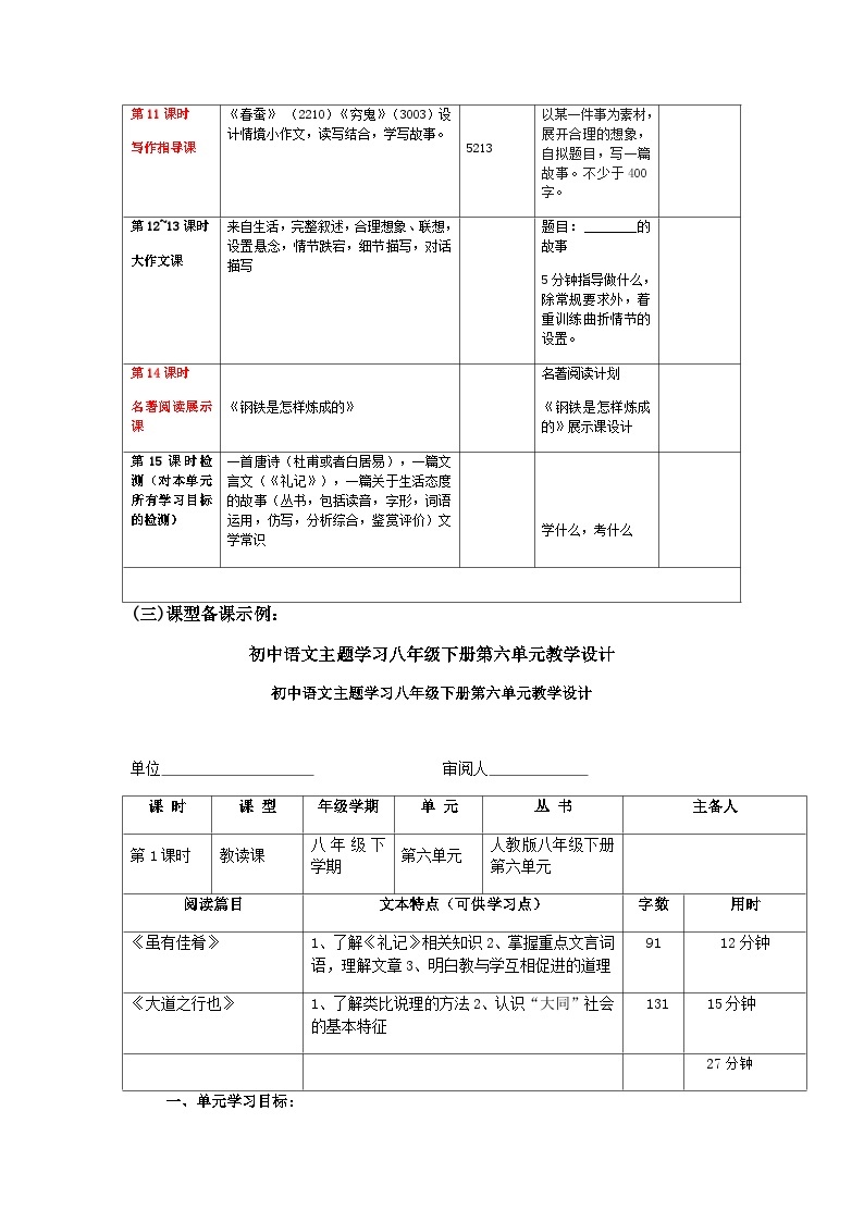 第六单元整合教学设计  部编版语文八年级下册03