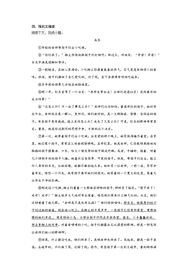 中考语文一轮复习九年级下册基础试题（九）第3页