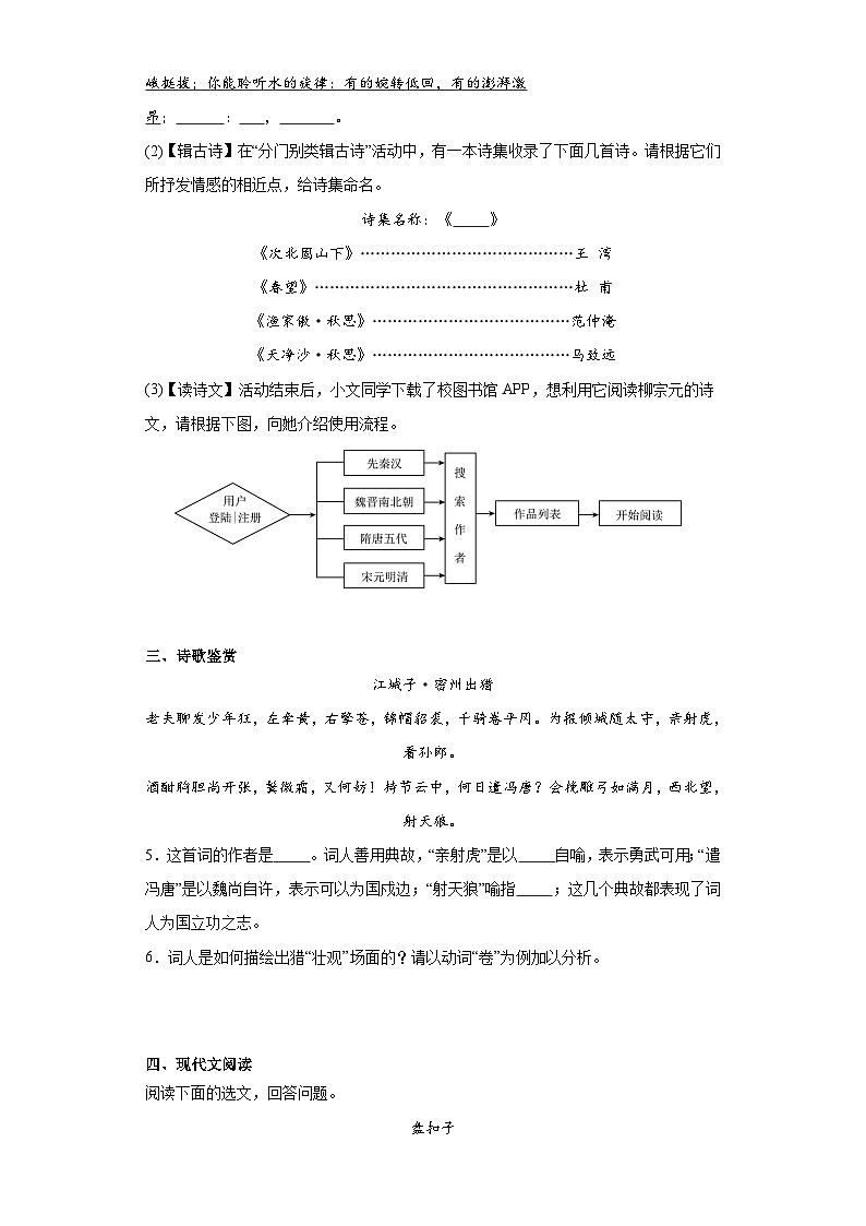 中考语文一轮复习九年级下册基础试题（四）第2页
